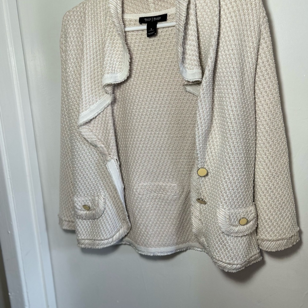 White House Black Market Cream Blazer with Draped Collar